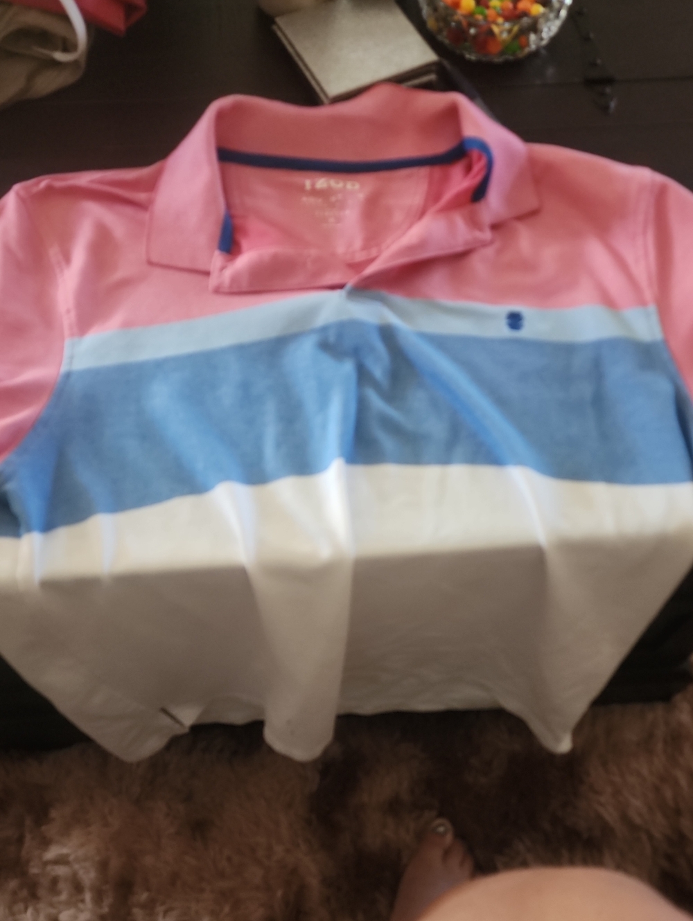 Izod Coral Polo with Navy Trim